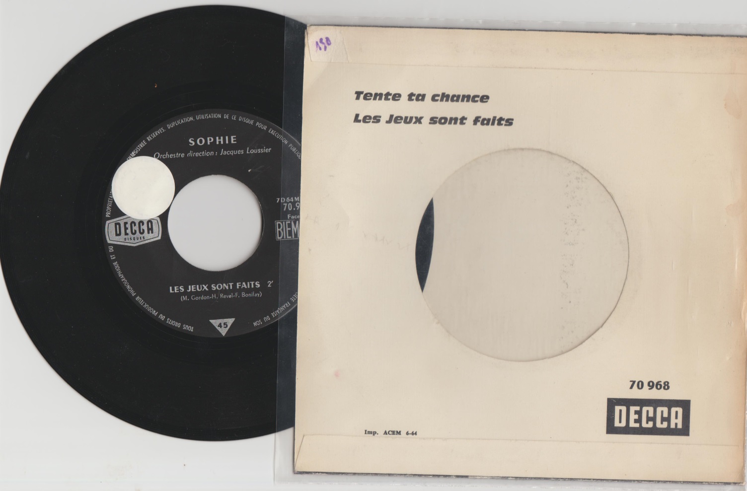 Sophie SP Label Decca juin 1964 Face 2.jpg